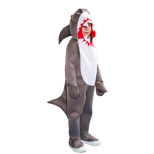 Kids Child Gray Shark Costume for Boys Girls Sponge Suit Outfit Hoodie Funny Purim Halloween Party Fancy Dress Cosplay