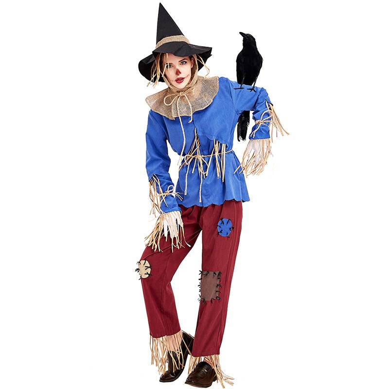 Adult Unisex Scarecrow Cosplay Costume for Women Men Fantasia Halloween Purim Carnival Mardi Gras Costumes Plus Size