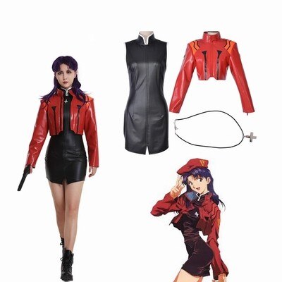 Anime EVA Katsuragi Misato Cosplay Costumes PU Leather Uniform Halloween Party Dress For Women Girls Suit