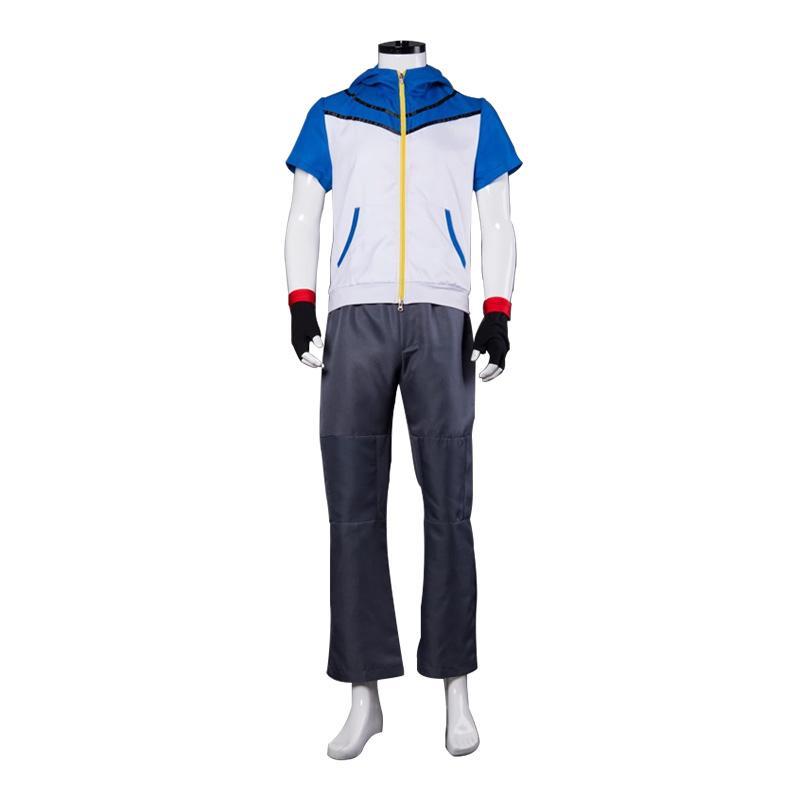 Anime Pok卪on Ash Ketchum Jacket Outfit Cosplay Costume with Free Hat