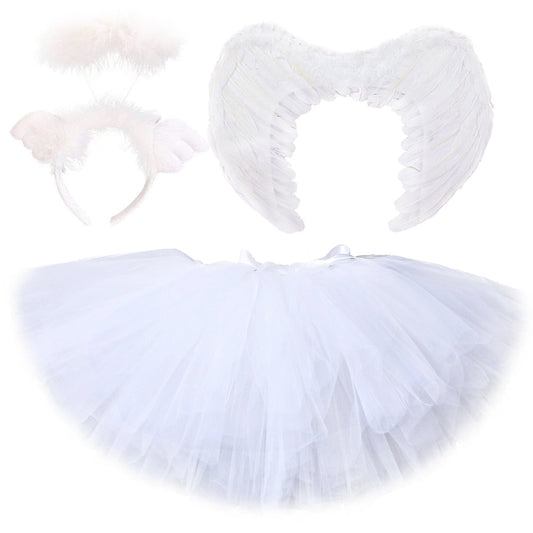 Angel Fairy Tutu Skirt for Girls Christmas Halloween Outfits for Kids Toddler Birthday Costumes Newborn Tutus