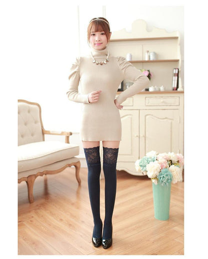 Lolita Ruffled Lace Thigh-High Socks