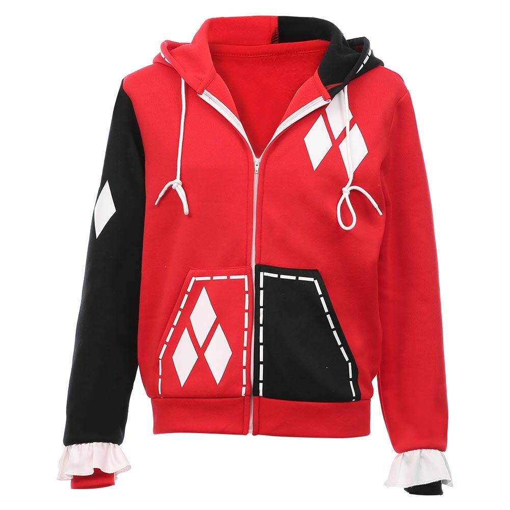 Harley Quinn Hoodie Zip Up Jacket Sweatshirt Halloween Carnival Suit for Juniors Teens Cosplay Costume