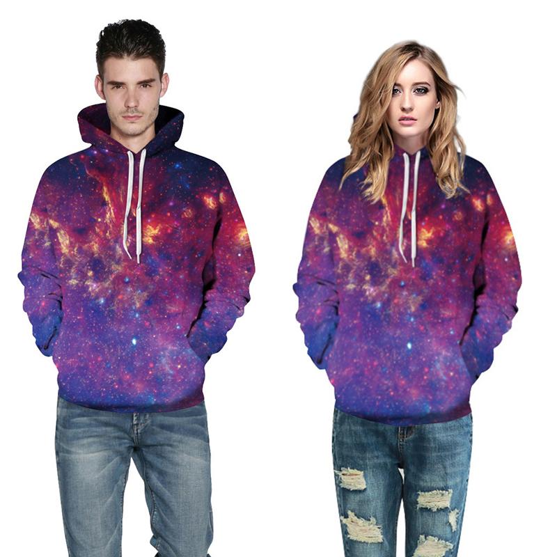 3D Print Hoodie - Purple Galaxy Space Pattern Pullover Hoodie  CSS060