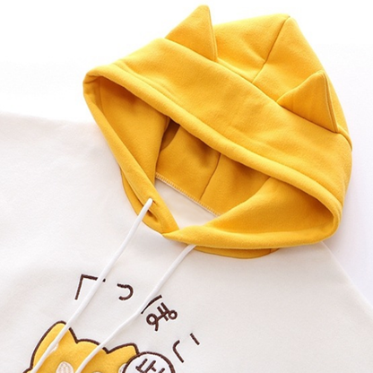 Japanese Puppy Color Block Hoodie