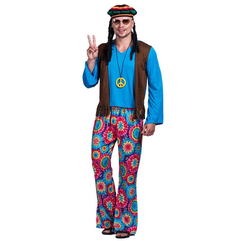 Adult Retro 60s 70s Hippie Love Peace Costume Cosplay Women Men Couples Halloween Purim Party Costumes Dress