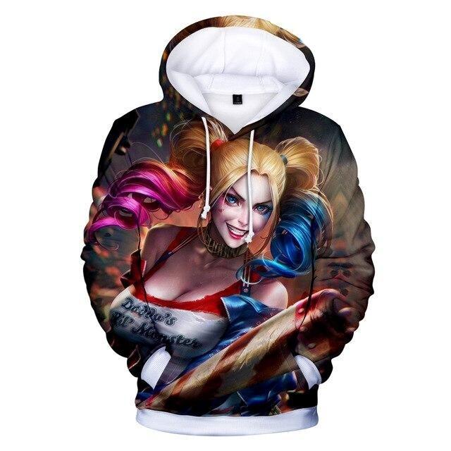 Joker and Harley Quinn Hoodies Classic Jared Leto and Maegot Robbie Couples 3D Hooded sweatshirt