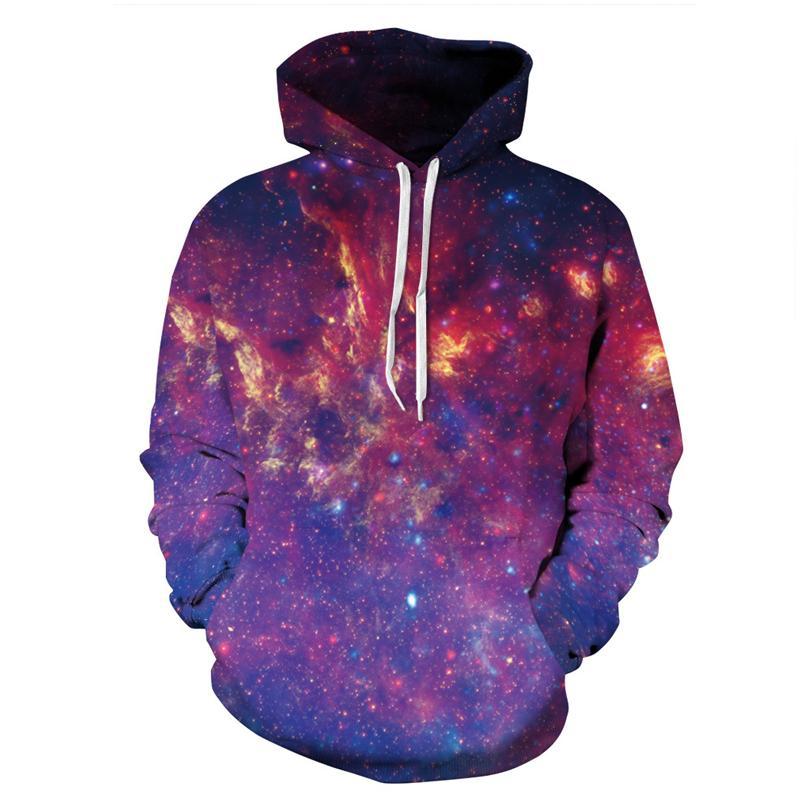 3D Print Hoodie - Purple Galaxy Space Pattern Pullover Hoodie  CSS060