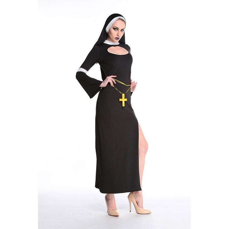 Halloween Costumes for Women The Nun Costume Fantasia Adulto Cosplay Clothing Dress Headscarf Cross