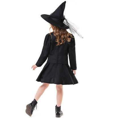 Girl Classic Witch Costume Medieval Gothic Sorceress Cosplay Party Dress Carnival Halloween