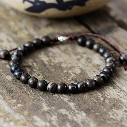 6MM Natural Stones Beaded Men Bracelets Punk Strand Macrame String Cord Bangles Handmade Man Jewelry