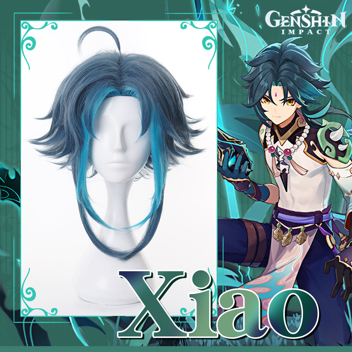 Genshin Impact Xiao Green Cosplay Wig