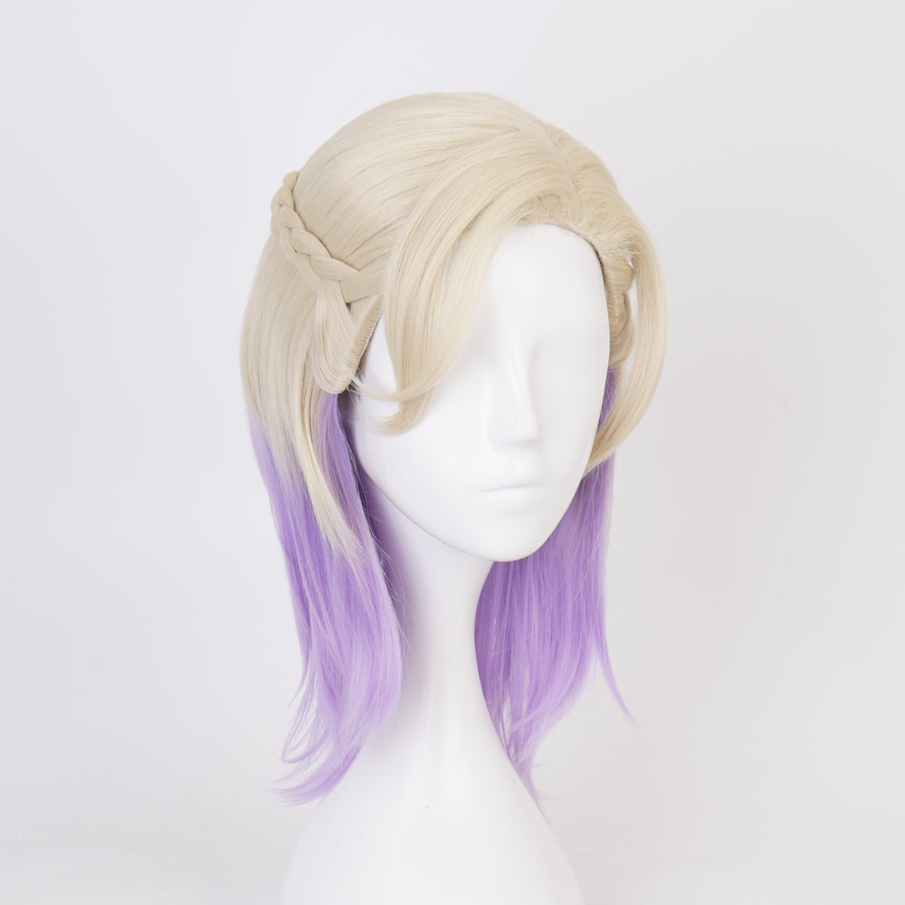 Twisted Wonderland Vil Golden And Purple Short Cosplay Wig