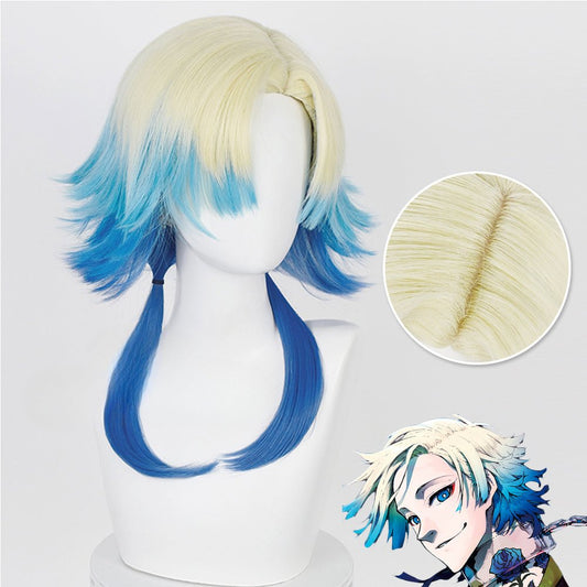 Anime BLUE LOCK Michael Kaiser White And Blue Short Cosplay Wig