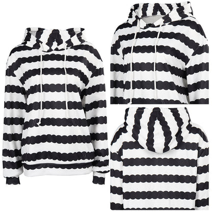 Doll Movie Ken Black and White Striped Sweatshirt Hoodie Party Carnival Halloween Cosplay Costume