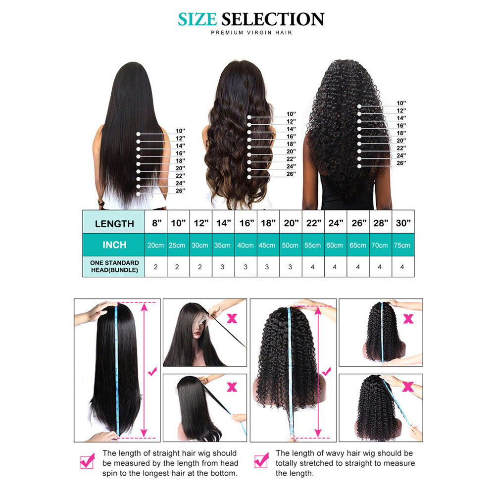 Long Black Straight Wig Real Human Hair for Women