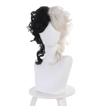 Movie Cosplay Wigs Cruella De Vil Black and White Cosplay Wig