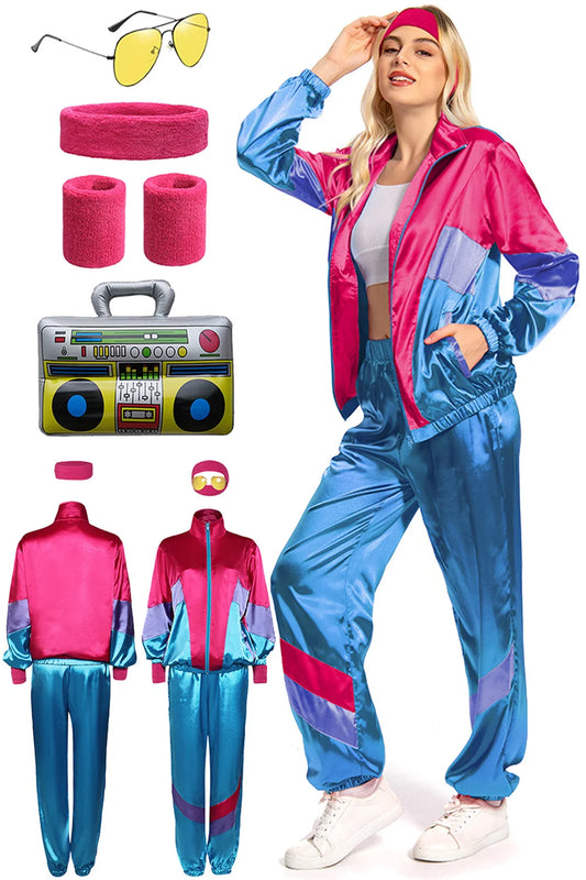 70s 80s Disco Hippie Cosplay Fantasia Vintage Shiny Tracksuit Retro Hip Hop Costume Women Halloween Carnival Party Clothes