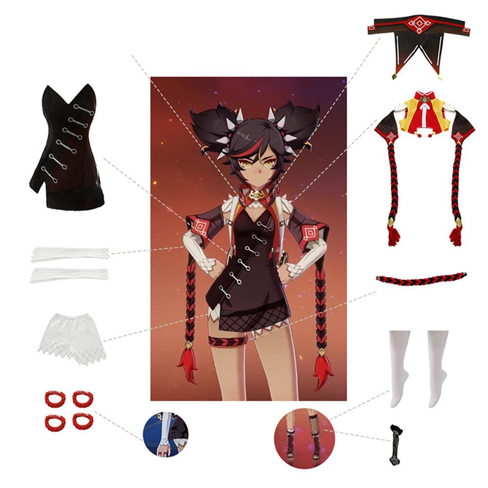 Game Genshin Impact Xinyan Dress Outfits Halloween Carnival Suit Cosplay Costume