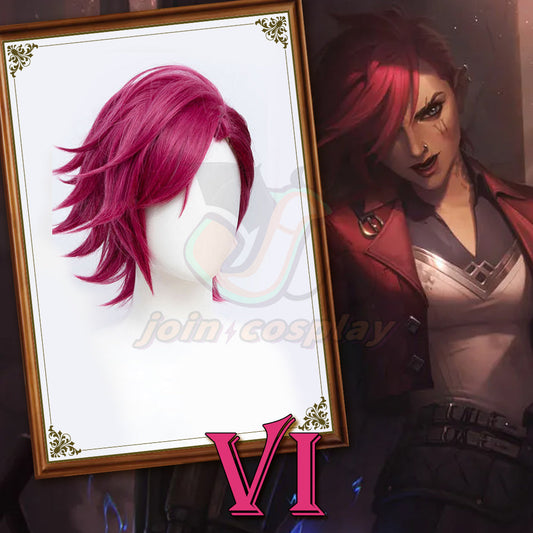 League of Legends LOL Arcane Vi Rose Red Cosplay Wig