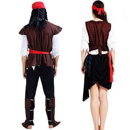 Halloween Carnival Party Captain Pirate Costumes Adult Dress Cosplay for Women Men Couples