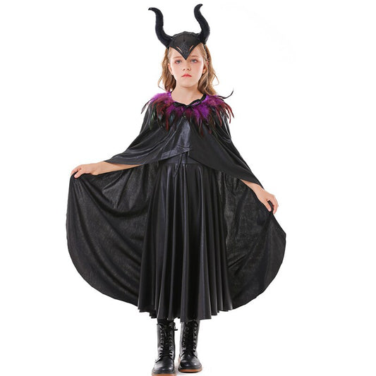 Girl Evil Witch Mistress Costume Medieval Gothic Wicked Magic Queen Cosplay Party Dress Carnival Halloween