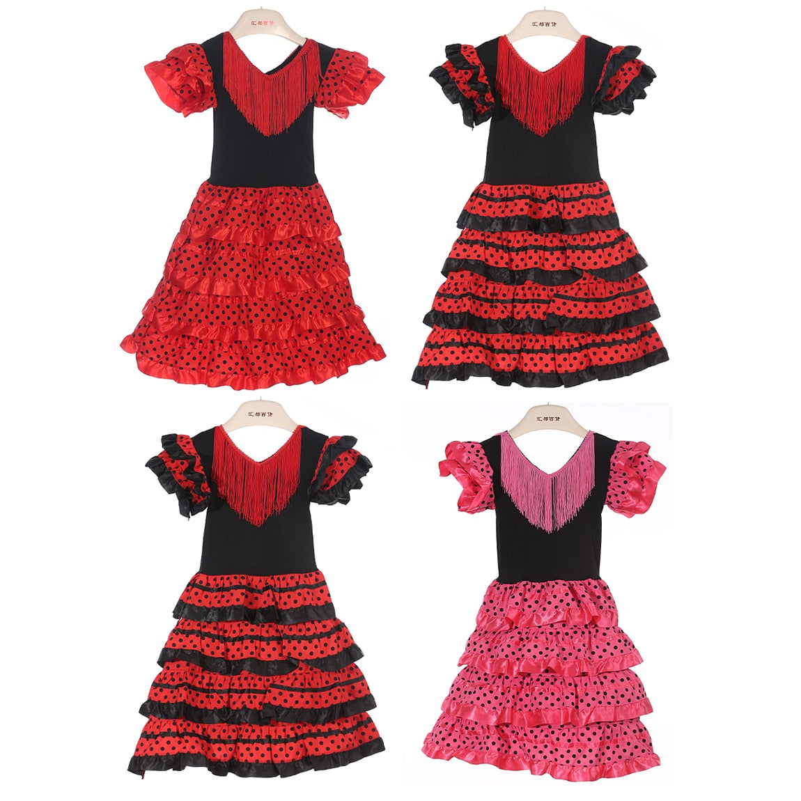 Girls Dress Beautiful Flamenco Dancer Costume Childrens April Sevilla Performances Dance Outfit