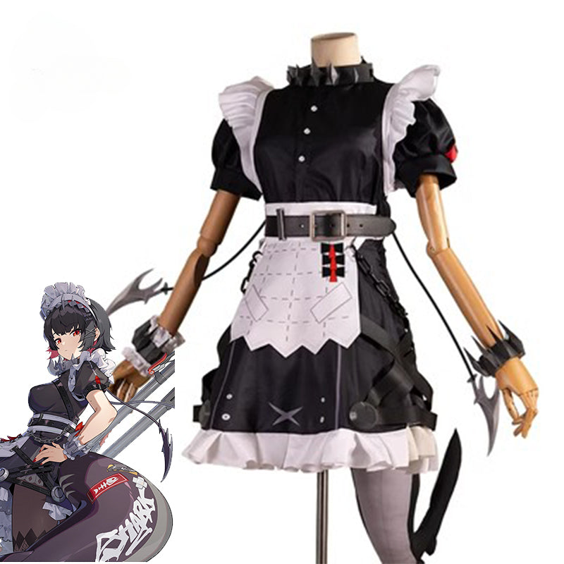 Game Ellen Joe Cosplay Costume Victoria Maid Uniform Costume Halloween Cosplay Party Outfit with Tail