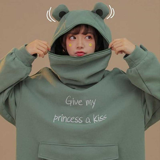 Give My Princess a Kiss Frog Hoodie Harajuku Pullover #JU2671