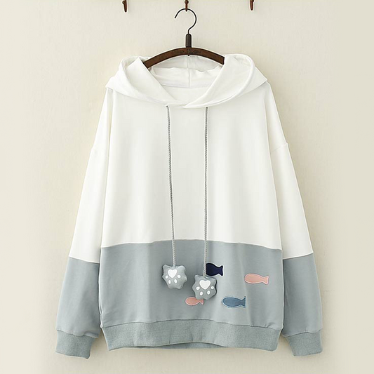 Kawaii Fish Cat Claw Hoodie