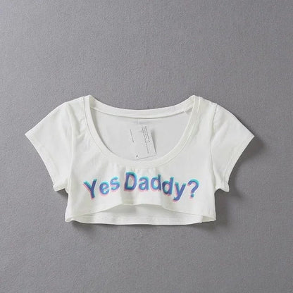 Cute Sexy Kawaii Yes Daddy Prints Cotton T Shirt