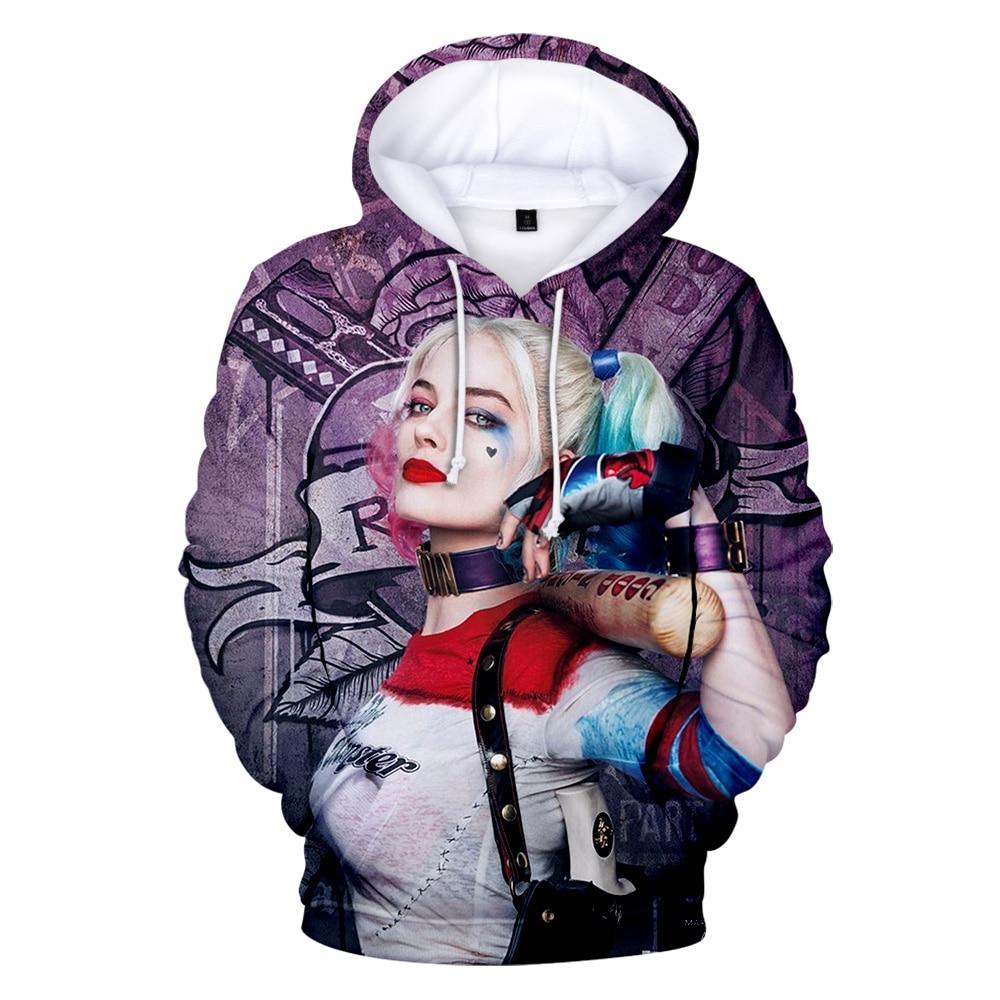 Joker and Harley Quinn Hoodies Classic Jared Leto and Maegot Robbie Couples 3D Hooded sweatshirt