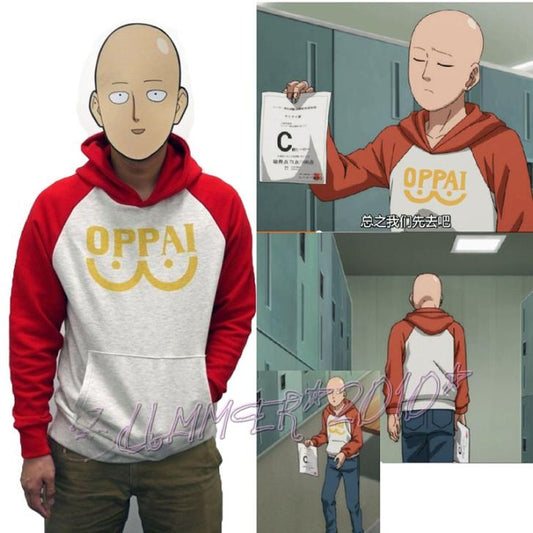 Anime One Punch man Saitama Oppai Hoodie / Hooded Sweatshirt