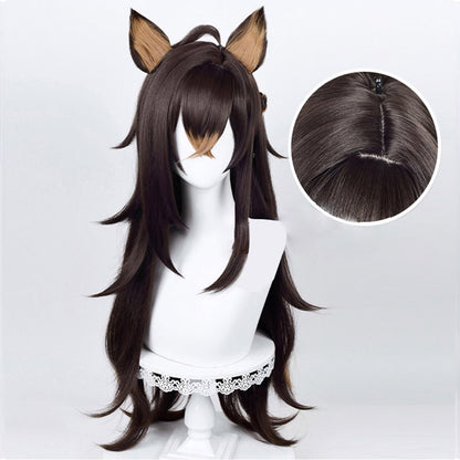 Anime Genshin Impact Dehya Brown Long curly Cosplay Wig