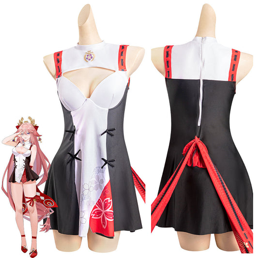 Genshin Impact Yae Miko Cosplay Costume Swimsuit Outfits Halloween Carnival Suit