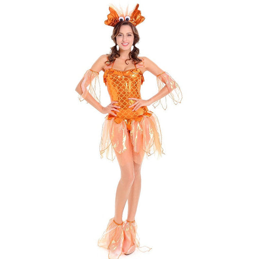 Halloween Costumes for Women Cute Goldfish Cosplay Gold Fish Costume Carnival Party Fantasia Dress