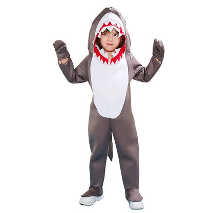 Kids Child Gray Shark Costume for Boys Girls Sponge Suit Outfit Hoodie Funny Purim Halloween Party Fancy Dress Cosplay