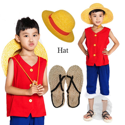 Anime One Piece Luffy Cosplay Children Halloween Party Costume