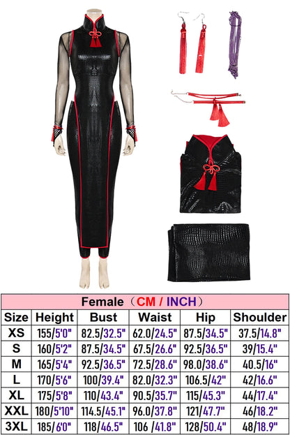 AKI Cosplay Fantasia Anime Fighter Game SF Disguise Costume Women Earrings Cheongsam Fantasy Halloween Carnival Party Clothes