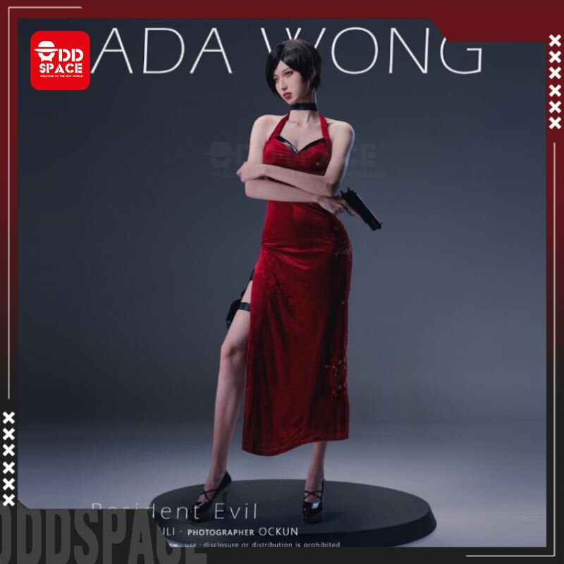 Ada Wong Cosplay Costume Sex Embroidered Cheongsam Style Red Dress Women Christmas Halloween Cosplay Outfit