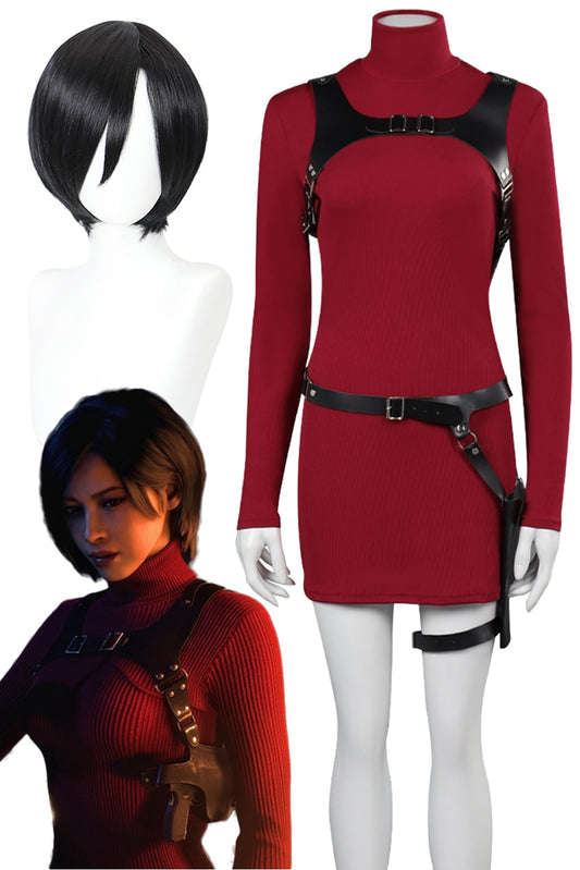 Ada Wong Cosplay Wigs Women Costume Game Resident 4 Roleplay Fantasia Outfit Halloween Carnival Party Cloth Disguise