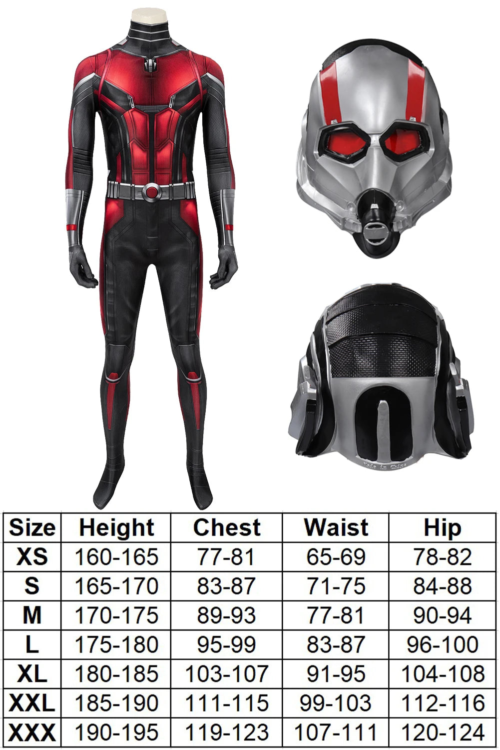 Adult Ant Cosplay Man Costume Mask Movie Male Superhero Roleplay Fantasia Jumpsuit Men Halloween Carnival Party Clothes Headwear