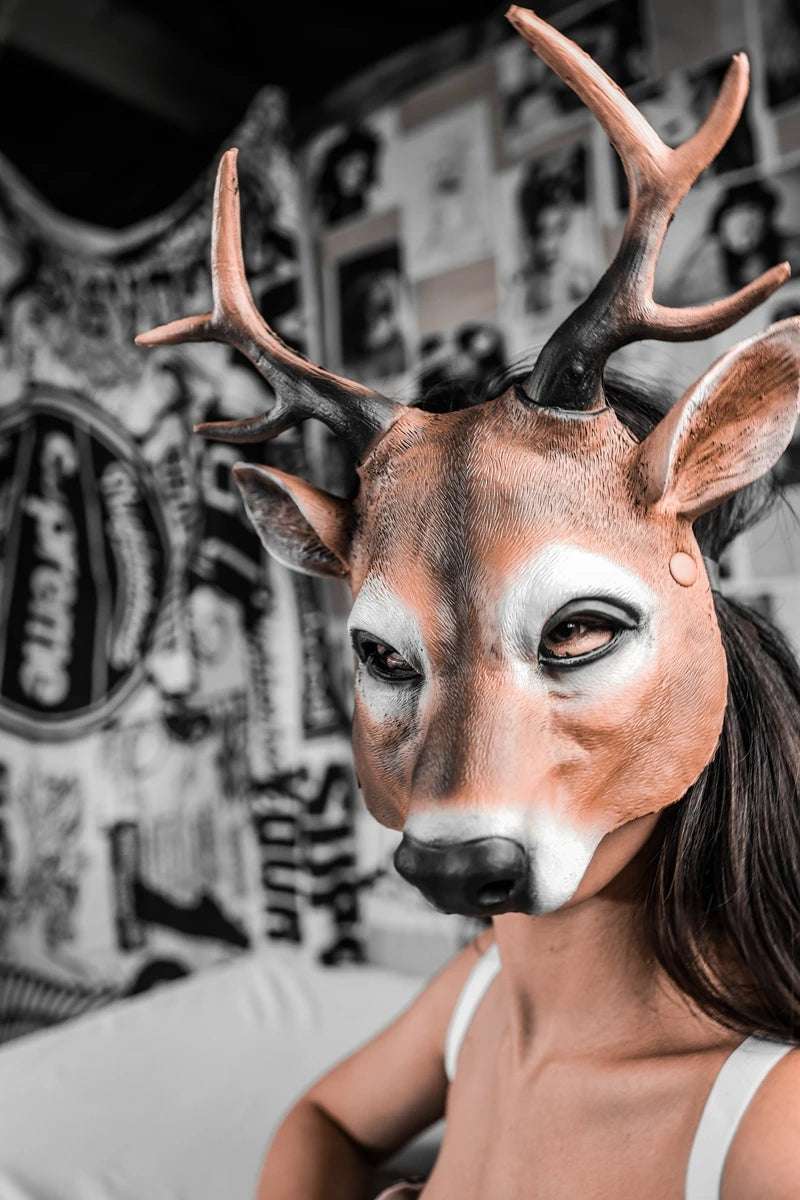 Adult Cosplay 3D Animal Mask PU Foam Deer Mask Women Men Carnival Party Club Role Play Masks