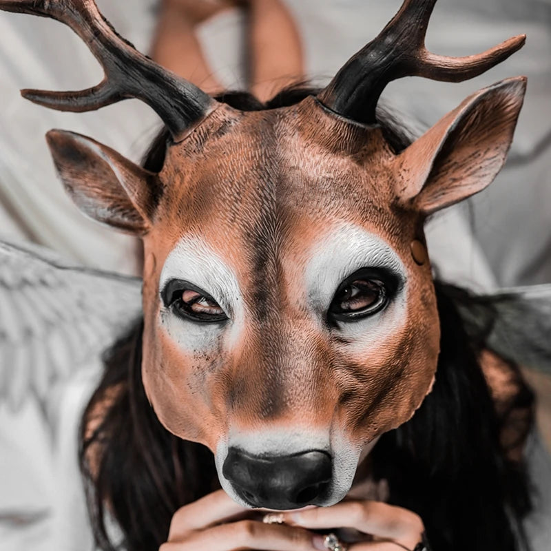 Adult Cosplay 3D Animal Mask PU Foam Deer Mask Women Men Carnival Party Club Role Play Masks