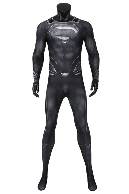 Adult Halloween Justice Superhero Cosplay Clark Costume Printing Steel Men Black Jumpsuit With Cape Hero Kal Bodysuit