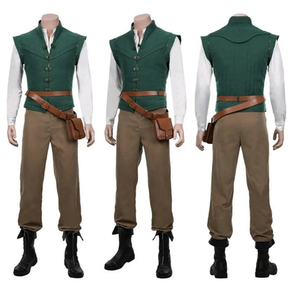 Adult Flynn Cosplay Costume Full Set with Green Vest and Accessories