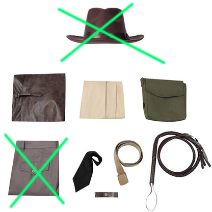 Adult Men Carnival Halloween Costume Indy 5 Indiana Jones Cosplay Outfit with Faux Leather Jacket Customizable