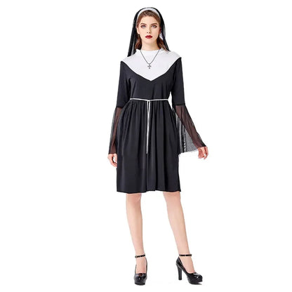 Adult Nun's Dress Hallowee Missionary Costume Women Sexy Religious Sister Costume Retro Priest Nun Cosplay Dress