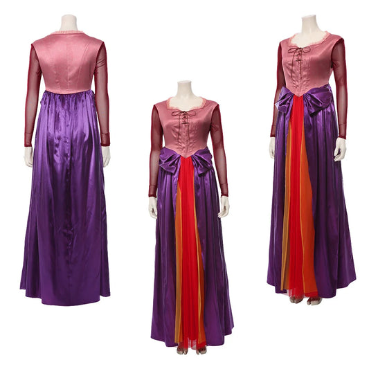 Sarah Sanderson Costume for Women Long Purple Dress Halloween Party Cosplay Outfit