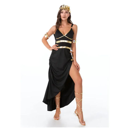 Adult Sexy Ancient Greek Goddess Athena Cosplay Costume for Women Halloween Egyptian Queen Cleopatra Masquerade Party Dress